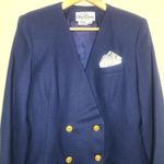 Oleg Cassini Vintage  Wool Blazer Womens 10 Blue Gold Buttons Career Jacket Photo 1