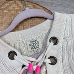 Torn By Ronny Kobo  cream lace up ribbed‎ knit sweater Photo 1