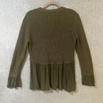 Altar'd State Olive Green Knit Peplum Sweater with Ruffle Details Medium Photo 1