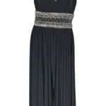 JS BOUTIQUE Maxi Black Dress Gown Beaded Waist High Neck Keyhole Size 10 Photo 0