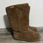BEARPAW Emma Tall Suede Brown Tan Wool Blend Fur Lined Pull On Boots Women's 7 Photo 0