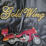 Vintage 90s Black Satin Bomber Jacket Moto Goldwing Graphic NAME Cardinal XL Photo 2