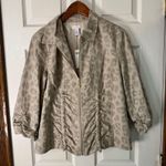 Chico's  Leopard Print Jacket Metallic Tan Ruched 3/4 Sleeve Size 1 Photo 8