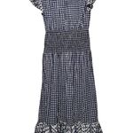 Banjanan Aurelia Ruffle Sleeve Tiered Maxi Dress in Gingham Noir Small Blue Photo 5