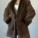 Vintage Spiegel Suede Leather Coat Faux Fur Lined Chocolate Brown Jacket Size M Photo 0