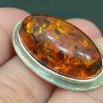 Sterling Silver Vintage  Handcrafted Cabochon Oval Baltic Amber Earrings 7.4g Photo 10