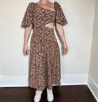 Sofie the Label Boho Cut Out Puff Sleeve Midi Dress in Brown Size Small Photo 4