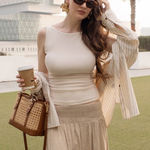 NWT OGL Move Ribbed Ruched Side Tank Top in White Built Photo 8