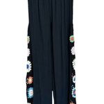 Elan  Pant Women’s Med Boho Knit Crochet Flare Swim Cover Up Resort Wear Black Photo 0