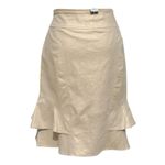 Cache Linen Blend Gold Metallic Lined Skirt Self Belt Tiered Ruffle New $98 NWT Photo 4
