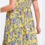 ZARA  Midi Dress Size M Yellow Paisley Smocked Puff Sleeve Cottagecore Garden Photo 0