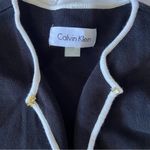 Calvin Klein  Black White Trim Long Cardigan Pockets Blazer Quiet Luxury Size L Photo 7