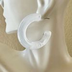 Clear Frosted Bubble Tube Hoop Earrings Photo 6