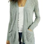 Hippie Rose  olive open front pointelle cardigan Photo 0