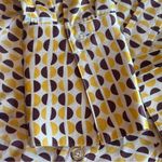MODA INTERNATIONAL Silk Blend Yellow‎ Geometric Button Down Blouse Size Small Yellow Photo 5