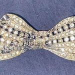 Crystal Rhinestone & Silver Tone Bow Tie Pin/Brooch Photo 0