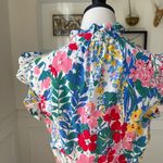 Pinch Paige Bright Days Ahead Floral Cotton Blouson Flutter Dress $98 L Blue Size L Photo 3