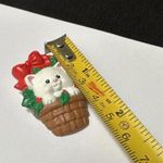 Hallmark Cards HMK Christmas White Kitty Cat In Basket Holiday Brooch Pin Photo 4