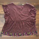 Anthropologie By  Short Sleeve Top Embroidered NWT $98 Medium SOFT Photo 7