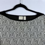 Chico's Cream Black Diamond Jacquard 3/4 Sleeve Top Blouse Size 1 US M Workwear Photo 3