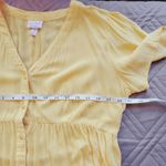 Isabel Maternity  Short flutter Sleeve V-Neck Button Front Top in Yellow size M Photo 6