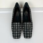 Kate Spade Vtg Heeled Loafers Sz 7B Black Dot Print Square Toe Noel Photo 4