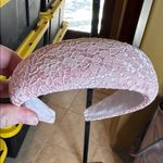 Pink Floral Lace Padded Headband Faux Suede Lined One Size Photo 2