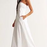 Abercrombie & Fitch  Strapless Linen Blend Maxi Dress Size XS White Skimming Photo 0
