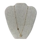 Gold Tone Bow Charm Initial R Necklace Beaded Chain Delicate Dainty New Photo 1