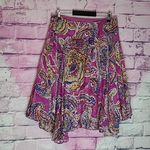 Ralph Lauren LAUREN  PAISLEY PURPLE TIE DYE HANDKERCHIEF HEM LINED SKIRT M PETITE Photo 1