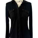 Next Level Apparel White House Black Market Black Collared Button Front Shirt With Pockets Size S Photo 0