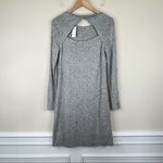 Loft  gray speckled textured open back long sleeve rib knit sweater dress M NEW Photo 2