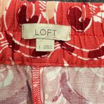 Loft Ann Taylor  Tropical Floral Coral Pink Linen Pleated Full Skirt Size Large L Photo 2
