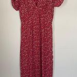 Blue Rain red floral jumpsuit v-neck tie back jumper Women’s size Large Photo 0