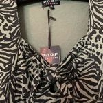 Poof New York Animal Print Sage Green Front Tie Cap Sleeve Mini T-shirt Dress S Photo 3