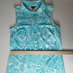 Talbots  Turquoise Floral Sleeveless Collared Shirt Dress Small Stretch Preppy Photo 10