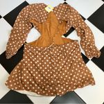 Charlie Holiday NWT Halcyon Open Back Mini Dress Polka Dot Caramel Brown Tan sz8 Photo 4