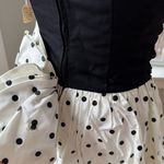 ZUM ZUM Vtg 80s Taffeta Ivory Black Polka Dot Bow Back Strapless Prom Dress 9 Jr Size undefined Photo 11