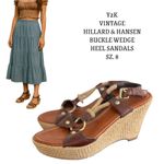 American Vintage Y2K VTG. BROWN BUCKLE ROPE WEDGE SANDALS HILLARD & HANSEN SZ. 8β Photo 1