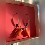Betsey Johnson  Orange Rhinestone Drop Dangle Mini Tumbler Cup Earrings Photo 7