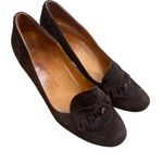 Vintage Chie Mihara Brown Leather Suede Mary Jane Heel Ruffle Trim Size EU 38 Photo 1