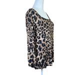 Sunny Leigh Womens Stretch Cheetah Print Top 3/4 Sleeve Square Neck Mobwife Sz L Photo 4