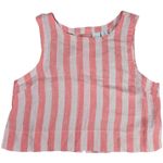 C&C California ‎ Pink Vertical Stripe Button Back Linen Tank Top XL NWT Photo 0