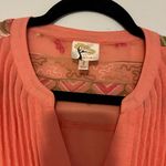 Anthropologie Fig & Flower Orange Embroidered Floral pleated Blouse - L Photo 7