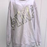 PINK - Victoria's Secret PINK Victoria’s Secret crew neck small white and silver oversized sweats… Photo 0