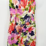 J.Crew  Womens Cream Floral Print Strapless Mini Dress Size 0 Silk Party Event Photo 0