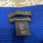 Tahari Blue 100% Extra Fine Merino Wool Ribbed Long Sleeve Sweater Photo 8