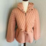 BCBGeneration Diagonal Seam Puffer Hooded Jacket Coral Pink Size Medium (8), NWT Photo 8