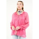 NWT Aratta Pink Maven Blouse with Gold Dashed Embellishment Sz Medium MSRP $124 Photo 1