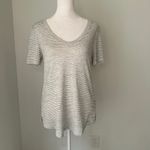 Athleta  Breezy gray & white striped knit short sleeve top size S Photo 2
